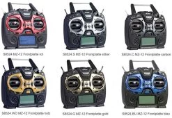 GRAUPNER MZ-12 Frontplatte + Steuerknüppel Silberoptik -Flight Model Parts Store 9749617B