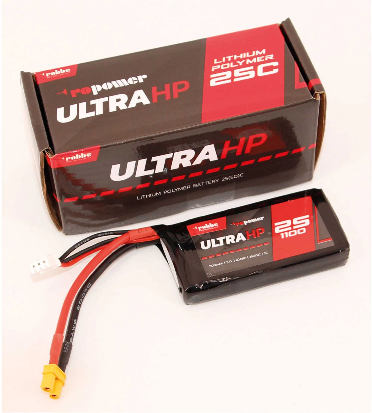 Robbe Modellsport RO-POWER ULTRA HP 1100MAH 7,4 VOLT 2S 25(50)C LIPO AKKU 2 Robbe Modellsport RO-POWER ULTRA HP 1100MAH 7,4 VOLT 2S 25(50)C LIPO AKKU - Image 2