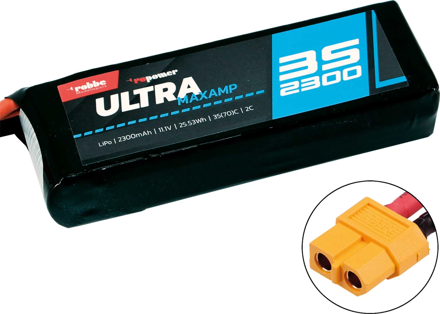 Robbe Modellsport RO-POWER ULTRA MAXAMP 2300MAH 11,1 VOLT 3S 35(70)C LIPO AKKU 1 Robbe Modellsport RO-POWER ULTRA MAXAMP 2300MAH 11,1 VOLT 3S 35(70)C LIPO AKKU