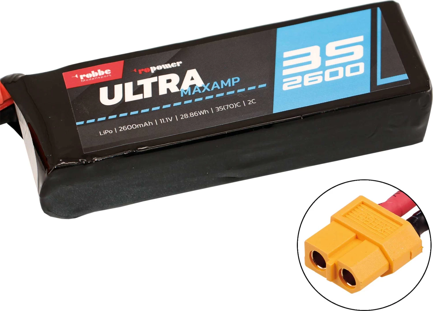 Robbe Modellsport RO-POWER ULTRA MAXAMP 2600MAH 11,1 VOLT 3S 35(70)C LIPO AKKU 1 Robbe Modellsport RO-POWER ULTRA MAXAMP 2600MAH 11,1 VOLT 3S 35(70)C LIPO AKKU