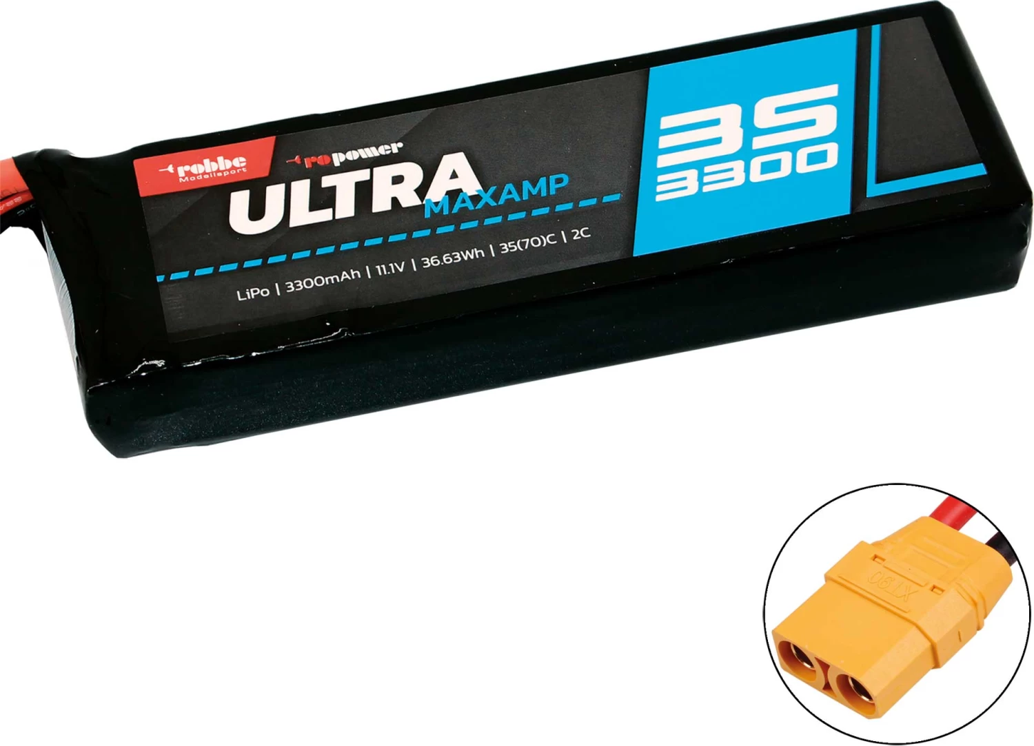 Robbe Modellsport RO-POWER ULTRA MAXAMP 3300MAH 11,1 VOLT 3S 35(70)C LIPO AKKU 1 Robbe Modellsport RO-POWER ULTRA MAXAMP 3300MAH 11,1 VOLT 3S 35(70)C LIPO AKKU