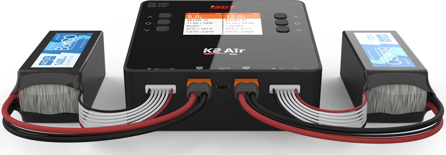 ISDT K2 Air Dual Charger 200 (500)W X2 AC/DC 1-6S Ladegerät Mit BattAir Technologie 2 ISDT K2 Air Dual Charger 200 (500)W X2 AC/DC 1-6S Ladegerät Mit BattAir Technologie - Image 2