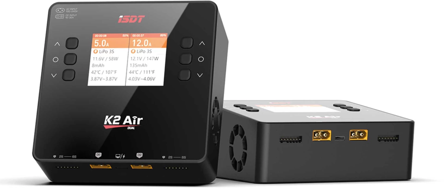 ISDT K2 Air Dual Charger 200 (500)W X2 AC/DC 1-6S Ladegerät Mit BattAir Technologie 3 ISDT K2 Air Dual Charger 200 (500)W X2 AC/DC 1-6S Ladegerät Mit BattAir Technologie - Image 3